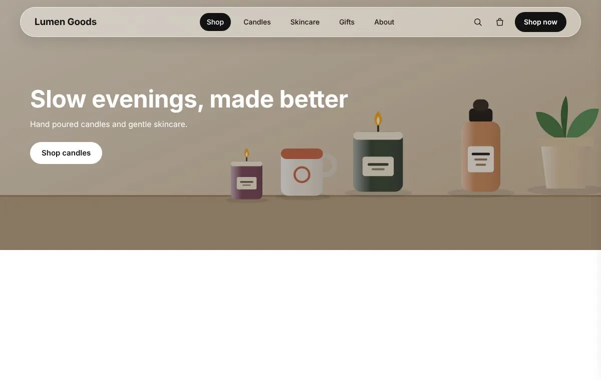 Header on a demo store